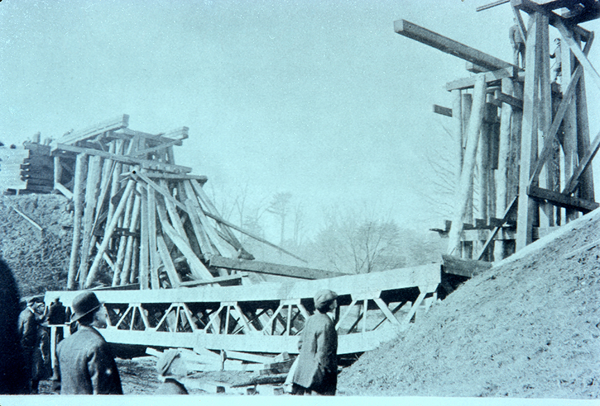 Trestle Collapse - December 24, 1911 - The steel center span slipped and fell into the creek during a replacement operation. Two workmen were killed and six injured in the only serious accident in the 50 year history of the RR.